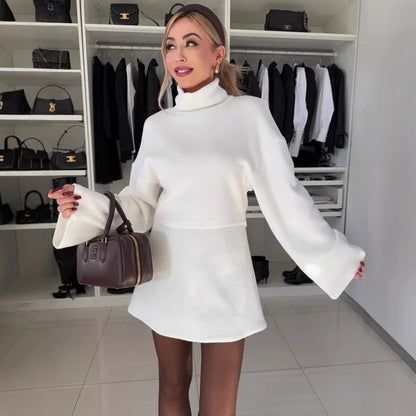 Women's Sweatshirt – Oversized Fit – High Neck – Soft Cotton – Long Relaxed Style