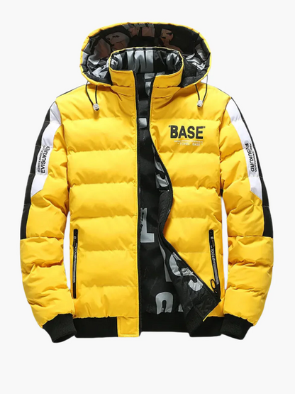 Men’s Puffer Jacket - Synthetic - Hooded - Hip Length - Ribbed Cuffs