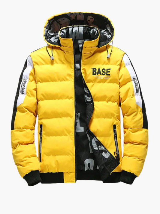 Men’s Puffer Jacket - Synthetic - Hooded - Hip Length - Ribbed Cuffs