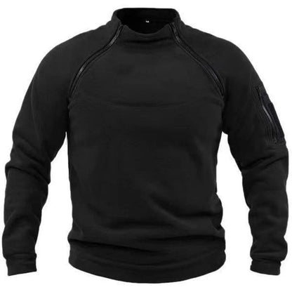 Men's Fleece Pullover – Relaxed Fit – High Collar – Utility Zippers – Outdoor Use
