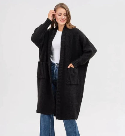 Women's Cardigan – Oversized Fit – Soft Wool Texture – Long Style with Large Pockets