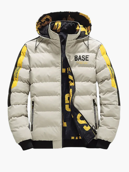 Men’s Puffer Jacket - Synthetic - Hooded - Hip Length - Ribbed Cuffs