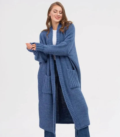Women's Cardigan – Oversized Fit – Soft Wool Texture – Long Style with Large Pockets
