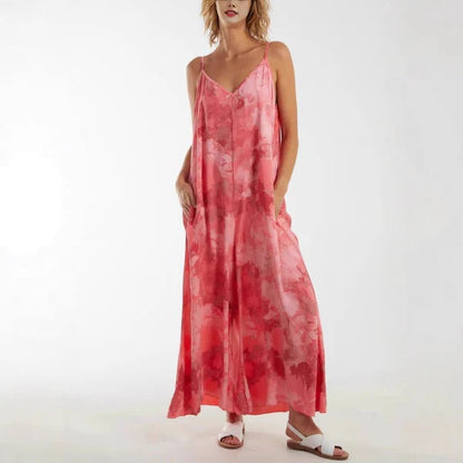 Women's Maxi Dress – Loose Fit – Adjustable Straps – Breathable Lightweight Fabric