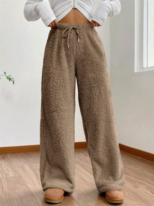 Women's Lounge Pants – Soft Fleece – Loose Fit – Elastic Waist – Full Length