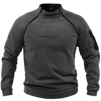 Men's Fleece Pullover – Relaxed Fit – High Collar – Utility Zippers – Outdoor Use