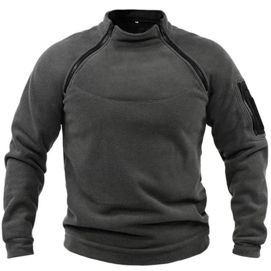 Men's Fleece Pullover – Relaxed Fit – High Collar – Utility Zippers – Outdoor Use
