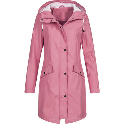 Women's Raincoat – Tailored Fit – Water-Repellent – With Hood and Button Closure