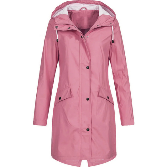 Women's Raincoat – Tailored Fit – Water-Repellent – With Hood and Button Closure