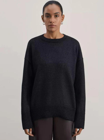 Women's Pullover Sweater – Relaxed Fit – Soft Knit – High Neck – Long Sleeves