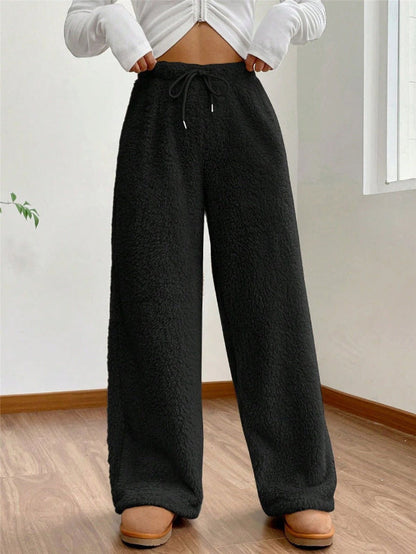 Women's Lounge Pants – Soft Fleece – Loose Fit – Elastic Waist – Full Length