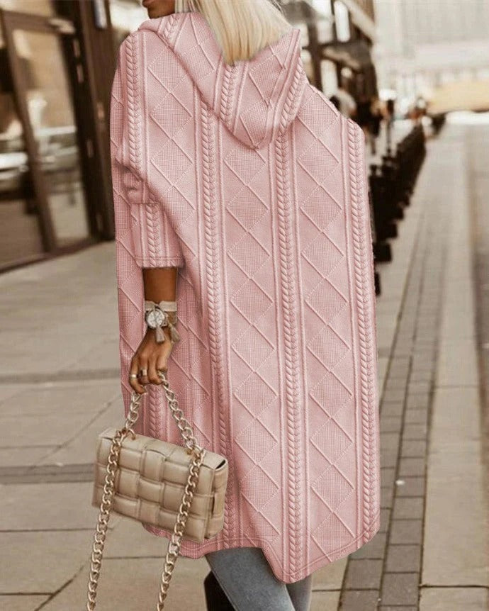 Women's Cardigan – Extended Hood – Cable Knit – Oversized Fit – Casual Layering