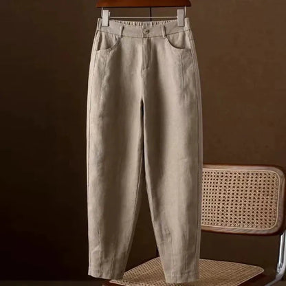 Women's Pants – High Waist – Relaxed Fit – Ankle Length – Lightweight Cotton Fabric