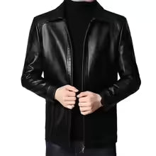 Men's Motorcycle Jacket – Slim Fit – Faux Leather – Wind Resistant – High Collar