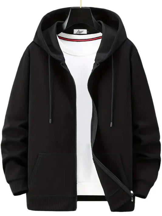 Men's Hoodie with Zipper – Relaxed Fit – Soft Cotton Blend – Hood with Drawstring