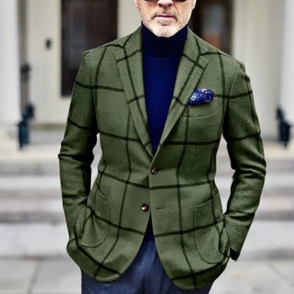 Men's Blazer – Tailored Fit – Wool Blend – Checkered – Formal Look