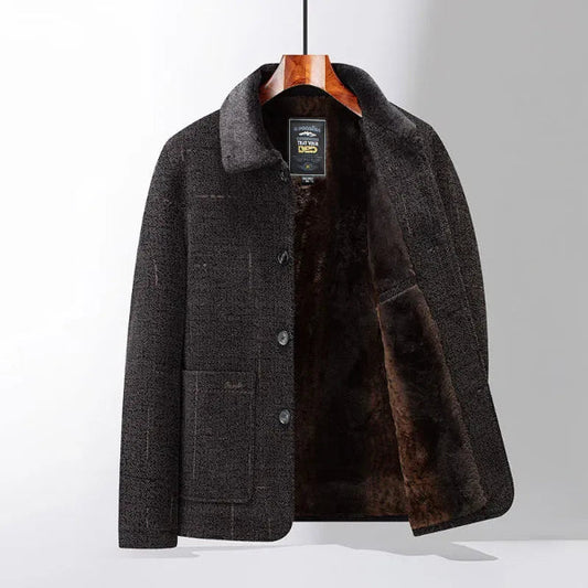 Men's Coat – Classic Fit – Mid-Length – Button Closure – Soft Inner Lining