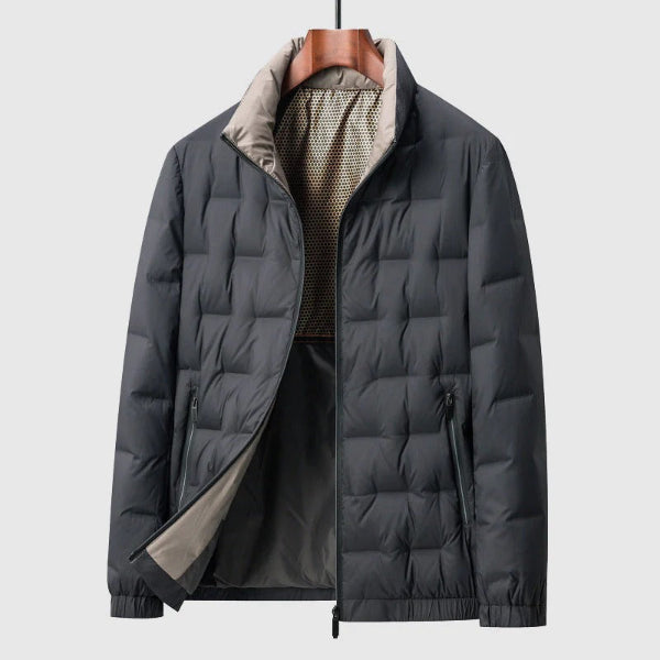 Men's Quilted Jacket – Lightweight – Regular Fit – High Collar – Zipper Closure