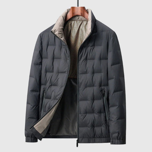 Men's Quilted Jacket – Lightweight – Regular Fit – High Collar – Zipper Closure