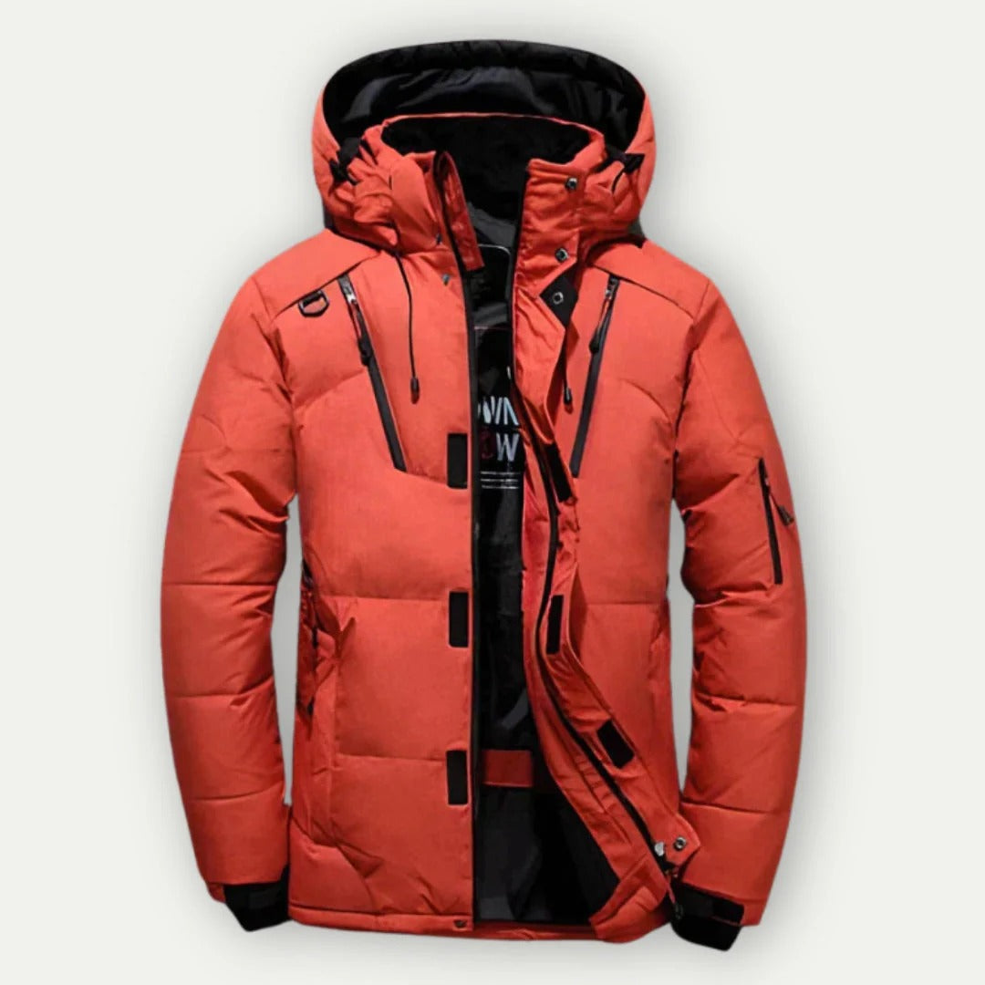 Men's Down Jacket – Slim Fit – Padded – Hooded – Water-Repellent – Zipper Closure