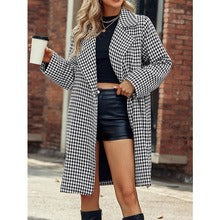 Women's Coat – Tailored Fit – Wool Texture – Houndstooth – Classic Design