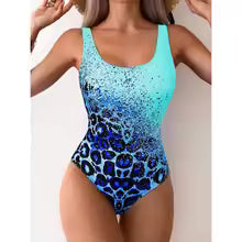 Women's Swimsuit – One-piece – Breathable Stretch Fabric – Low Back – High Leg Cut – Print