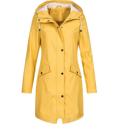 Women's Raincoat – Tailored Fit – Water-Repellent – With Hood and Button Closure