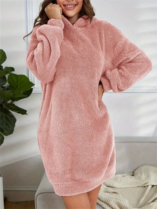 Women's Hoodie Dress – Oversized Fit – Soft Fleece – Long-Sleeved Casual Comfort