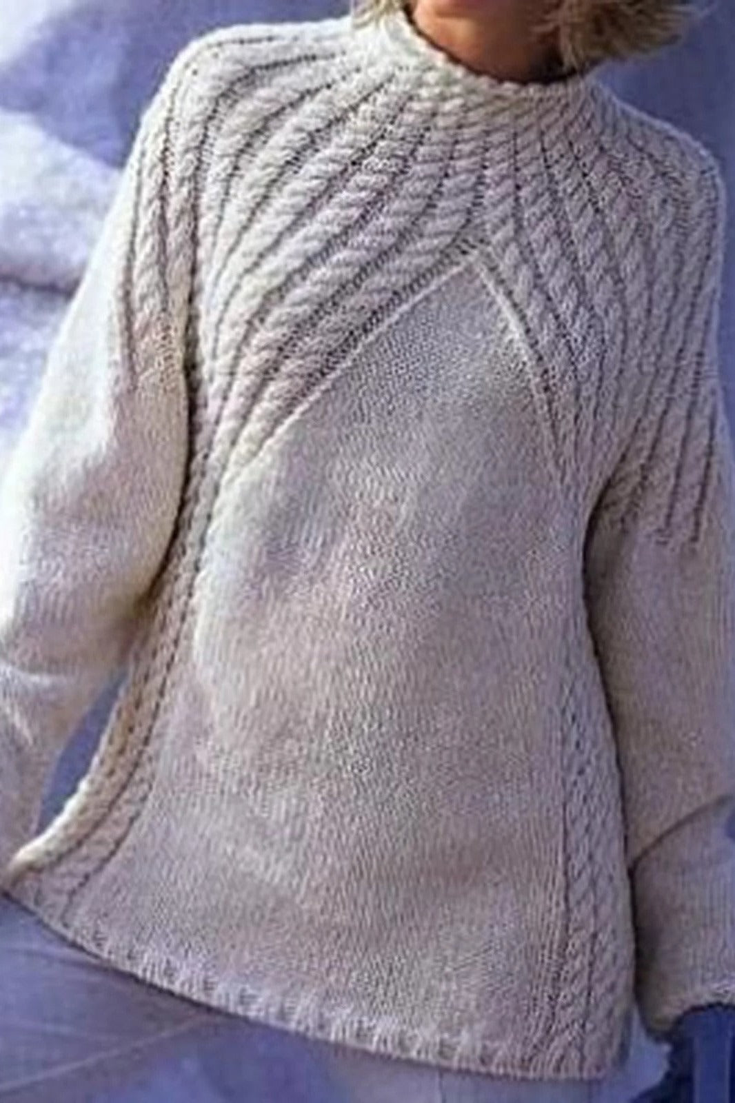 Women's Sweater – Wool – High Neck – Ribbed Knit – Oversized Relaxed Fit