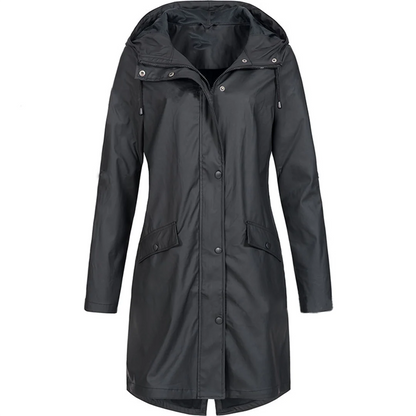 Women's Raincoat – Tailored Fit – Water-Repellent – With Hood and Button Closure