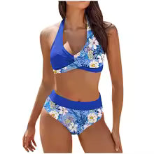 Women's Bikini Set – Push-Up Halterneck Top – Thong Bottom – Breathable and Stretchable