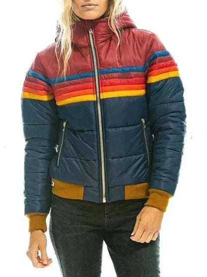 Women’s Puffer Jacket - Quilted - Slim Fit - High Collar - Ribbed Hem