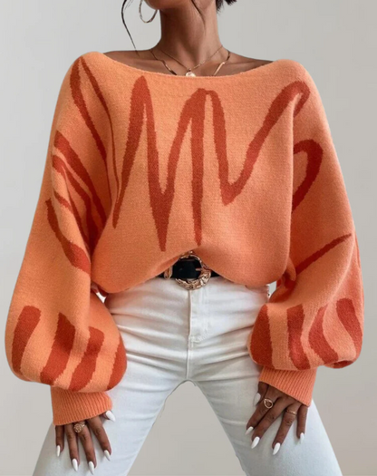 Women's Off-Shoulder Blouse – Knit – Relaxed Fit – Lantern Sleeves – Cropped