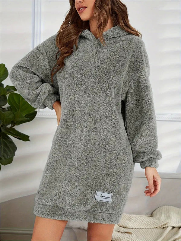 Women's Hoodie Dress – Oversized Fit – Soft Fleece – Long-Sleeved Casual Comfort