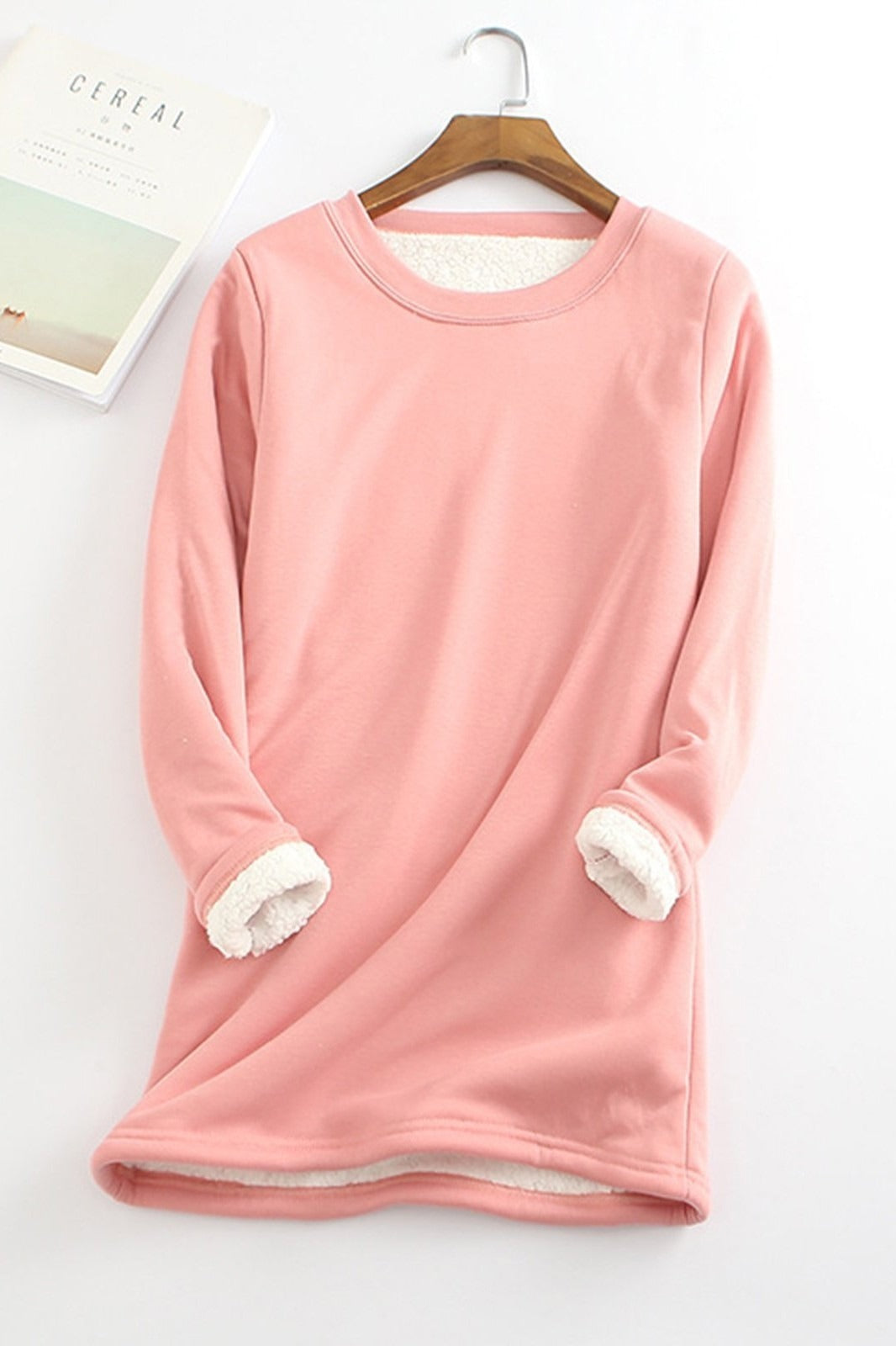 Women's Tunic Top – Relaxed Fit – Long-Sleeved – Soft Fleece Lining – Mid-Thigh Length