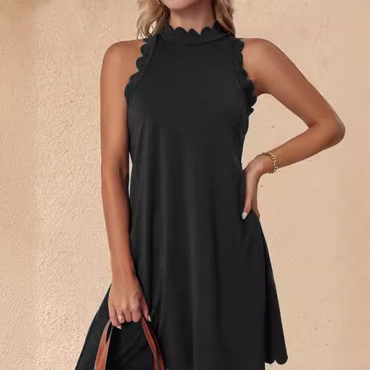 Dress for Women – A-line Fit – Sleeveless – Light Cotton – Ruffle Edge – Mini Length