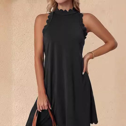 Dress for Women – A-line Fit – Sleeveless – Light Cotton – Ruffle Edge – Mini Length