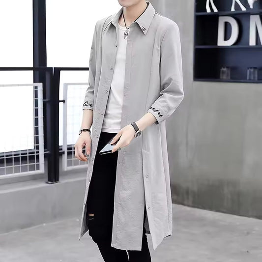 Men's Trench Coat – Oversized Fit – Cotton Blend – Long Sleeves – Casual Style