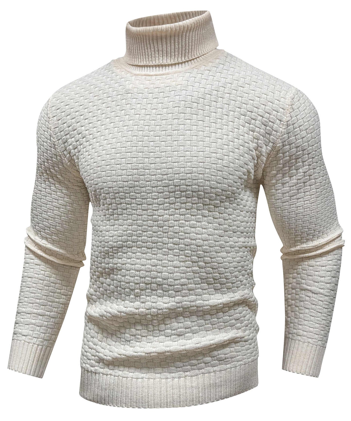 Arthur Slim Fit Turtleneck Sweater | Geometric Pattern Long Sleeve Sweater