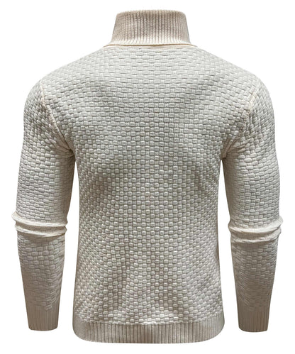 Arthur Slim Fit Turtleneck Sweater | Geometric Pattern Long Sleeve Sweater