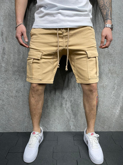 Men's Cargo Shorts - Adjustable Drawstring - Knee-Length - Multiple Pockets