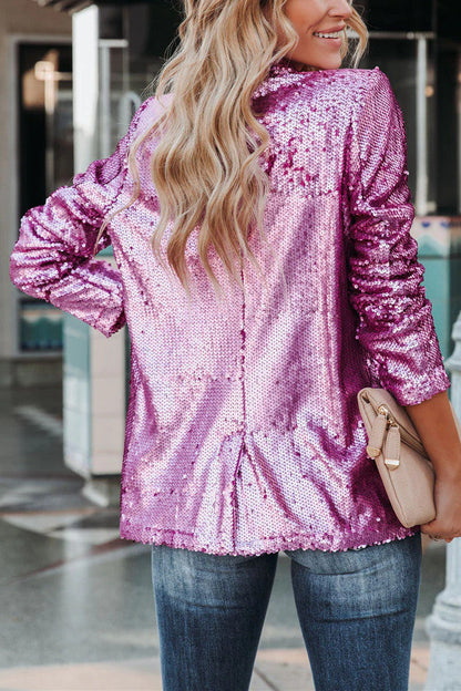 Isabella Sequined Longline Blazer | Collared Relaxed Fit Blazer