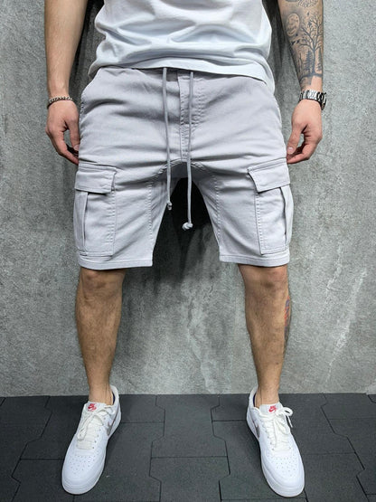 Men's Cargo Shorts - Adjustable Drawstring - Knee-Length - Multiple Pockets
