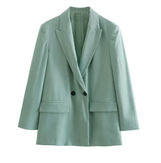 Double-Breasted Women's Blazer - Tailored Fit - Notched Lapel