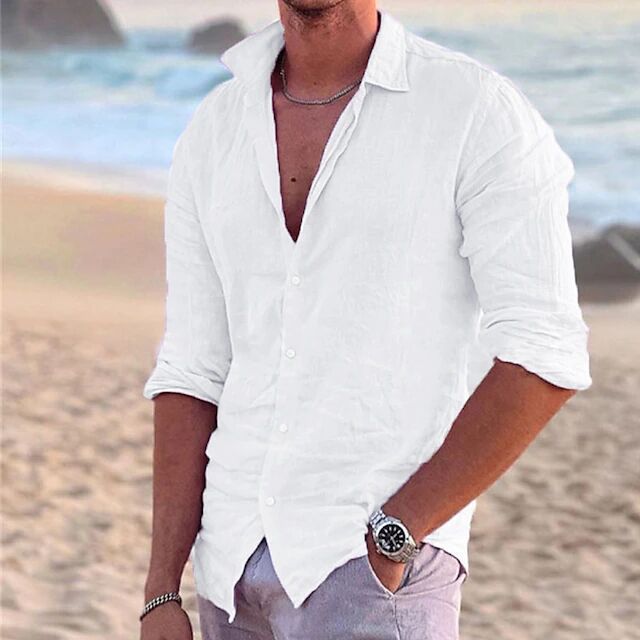 Men's Shirt – Relaxed Fit – Long Sleeve – Lightweight and Breathable – Casual Look