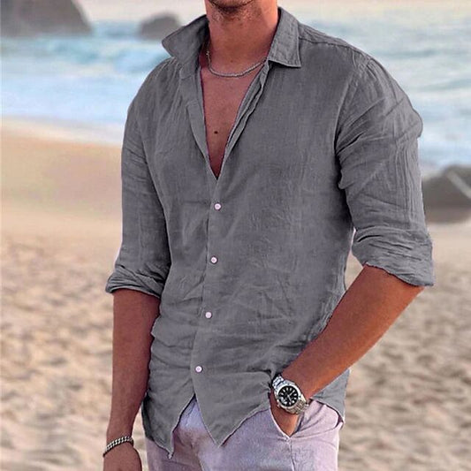 Men's Shirt – Relaxed Fit – Long Sleeve – Lightweight and Breathable – Casual Look