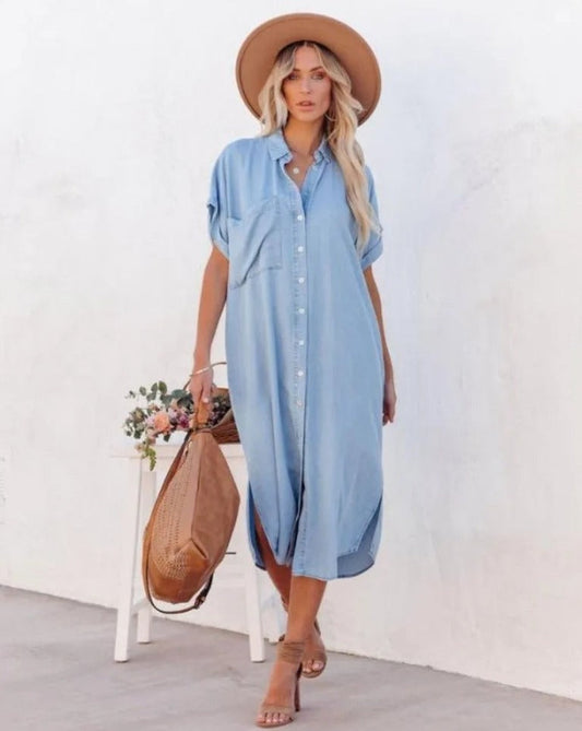 Dress for Women – Shirt Dress – Relaxed Fit – Button Closure – Light and Breathable