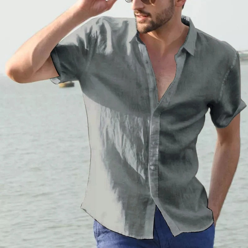 Men's Shirt with Short Sleeves – Relaxed Fit – Breathable – Button Closure