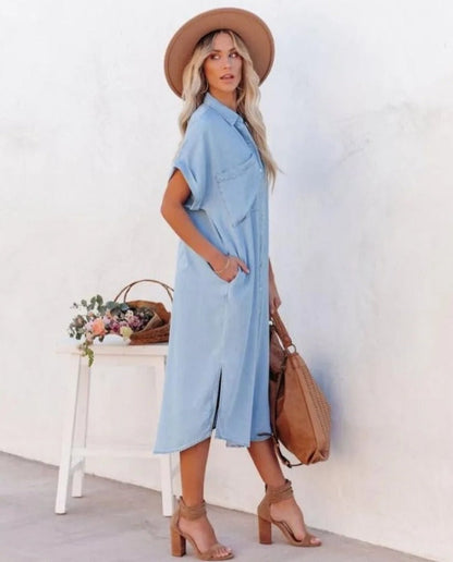 Dress for Women – Shirt Dress – Relaxed Fit – Button Closure – Light and Breathable