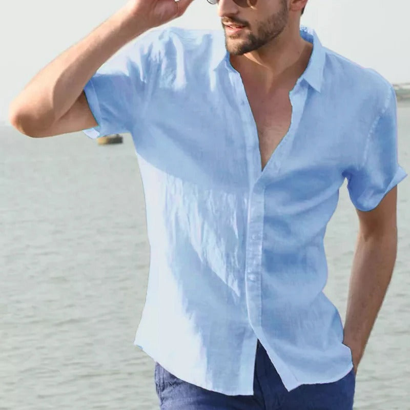 Men's Shirt with Short Sleeves – Relaxed Fit – Breathable – Button Closure